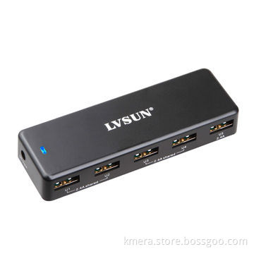 36W Portable Mobile Phone Charger w/5 Independent USB Ports, Charge iPhone 5 or iPad 3 SimultaneousNew